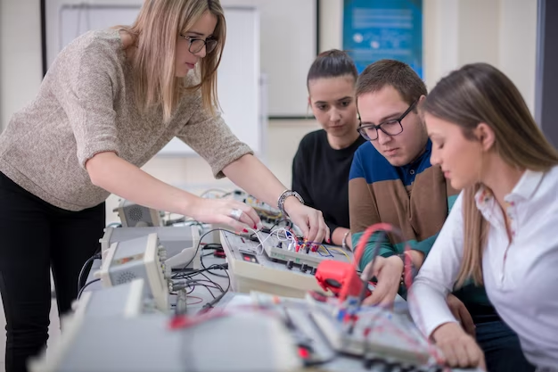 Young students engaged in technical professional practice