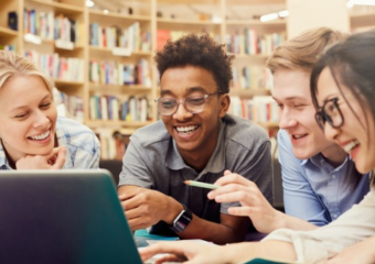 Group of Students Study and Smile