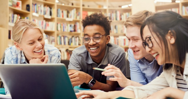 Group of Students Study and Smile